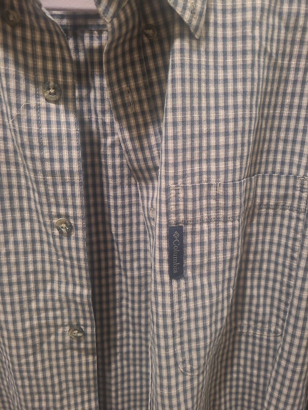 Columbia Shirt Men's Med Tan Plaid Button Down Long Sleeve Hike Casual Workwear - Picture 3 of 12